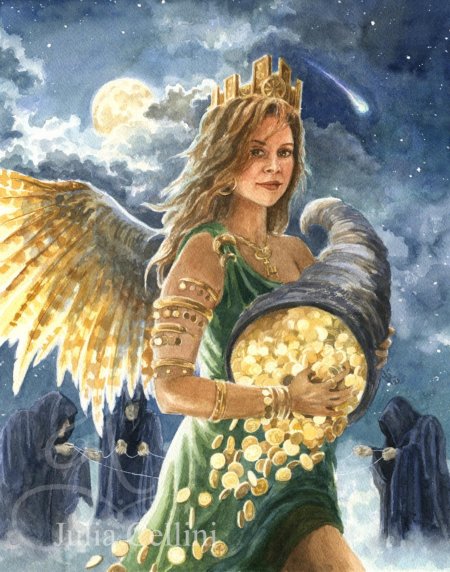 Богиня фортуна с рогом изобилия