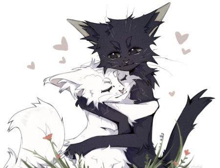 Котики обнимаются рисунок