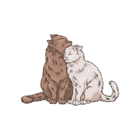 Котики обнимаются мультяшные