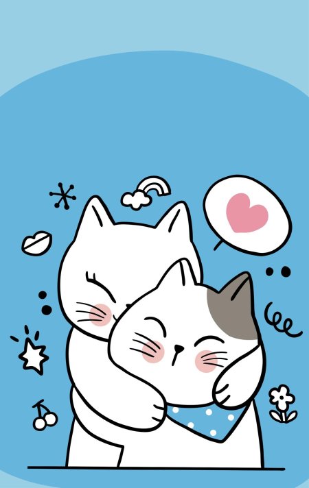 Котики обнимаются рисунок