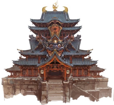 Concept art environment храм япония