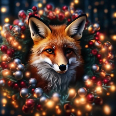 Лиса с гирляндой