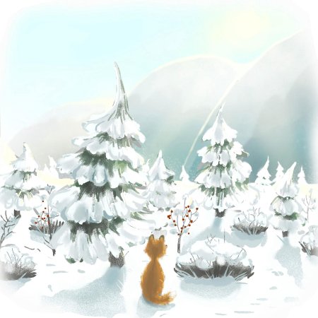 Зимняя лиса арт