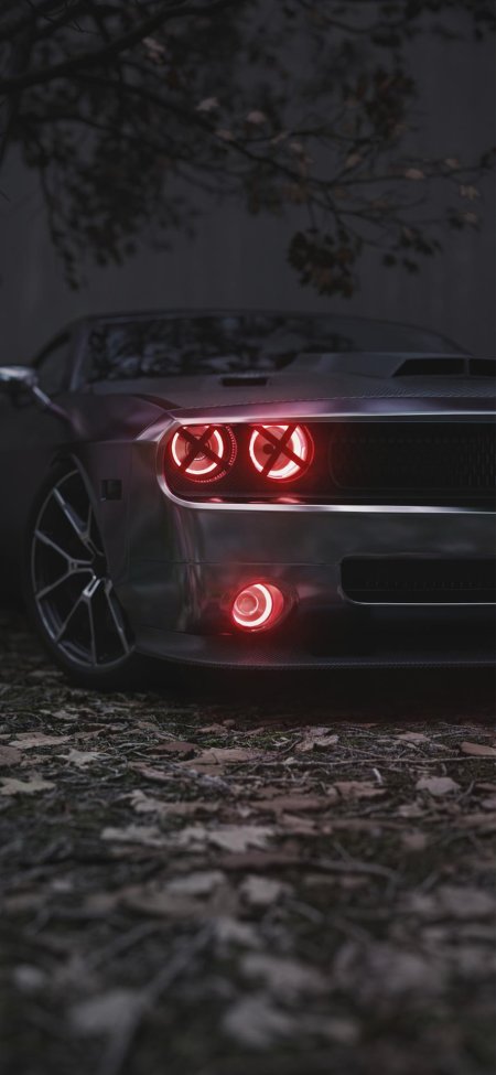 Додж челленджер черный с красными фарами