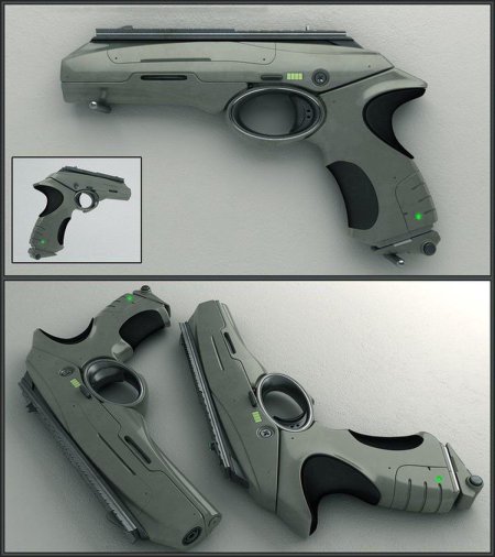 Футуристичный пистолет сбоку