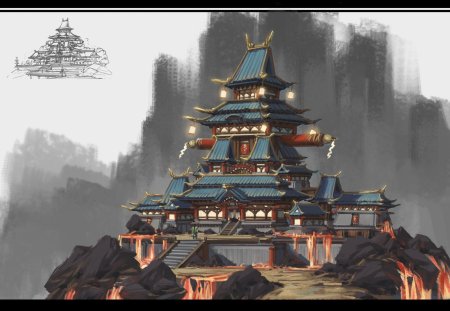 Concept art environment храм япония