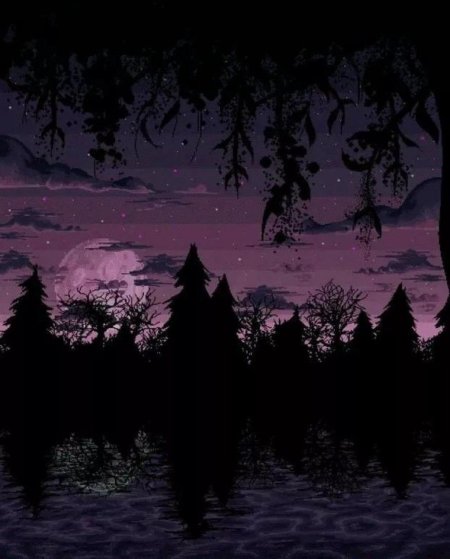 Пиксельный ночной лес