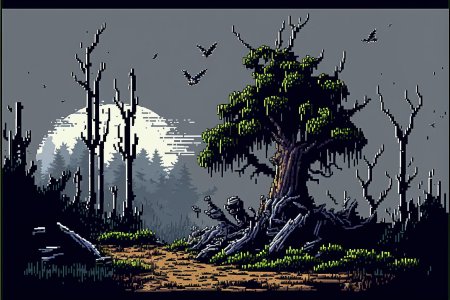 Пиксель арты лес