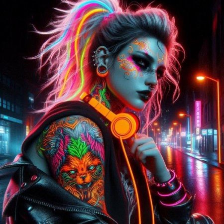 Девушка в стиле киберпанк