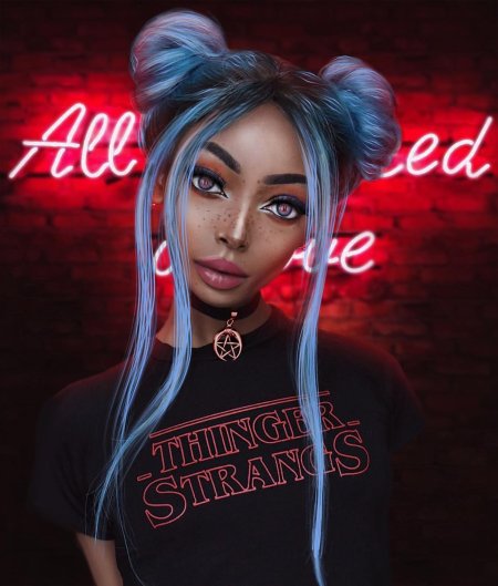 Девушка неон арт