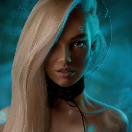 Лицо девушки в неоне