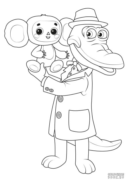 Раскраски чебурашка и крокодил гена шапокляк