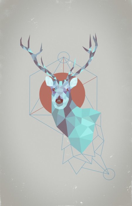 Олень из геометрических фигур