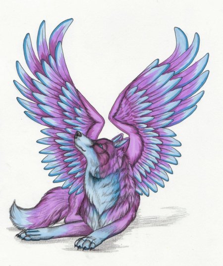 Рисунки волков с крыльями
