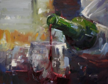 Бутылки вина живопись модерн