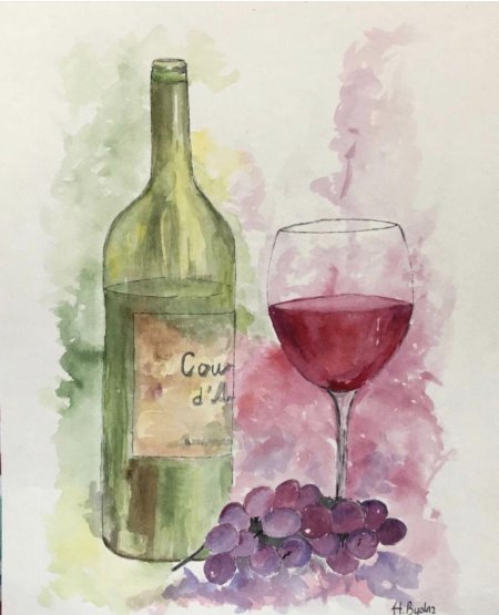 Винный натюрморт акварель