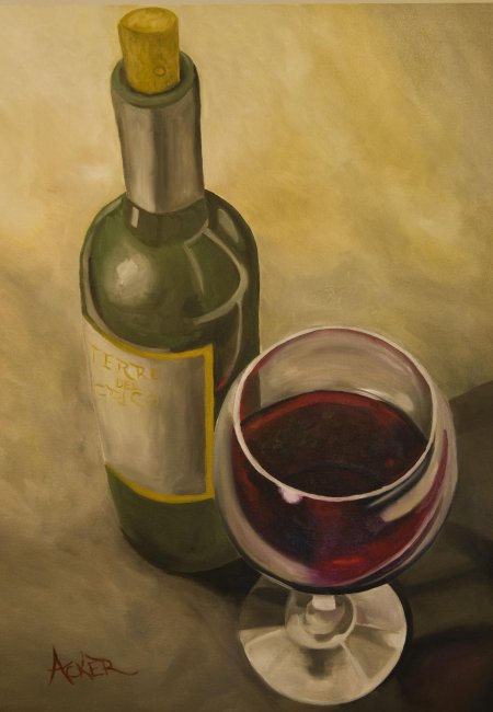 Натюрморт с бутылкой вина