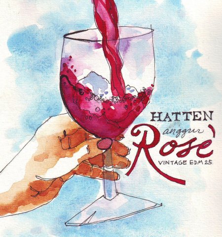 Бокал вина акварелью