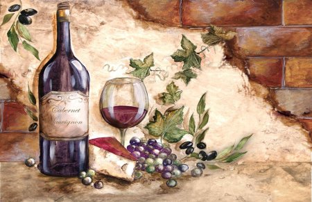 Живопись вино и виноград