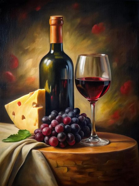 Натюрморт с вином и фруктами