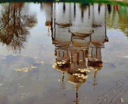 Отражение в воде живопись