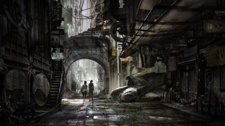 Sci fi cyberpunk улица арт