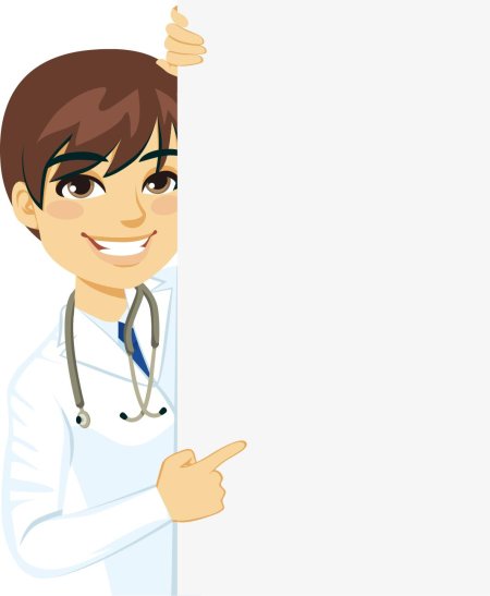 Врач мультяшный на белом фоне