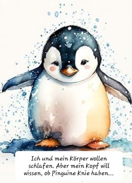 Пингвин акварелью