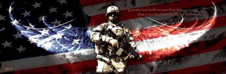 Американские солдаты с флагом