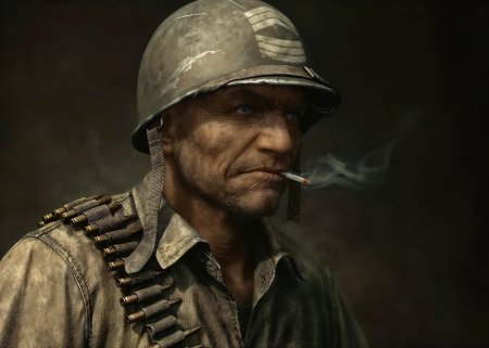 Солдат в каске