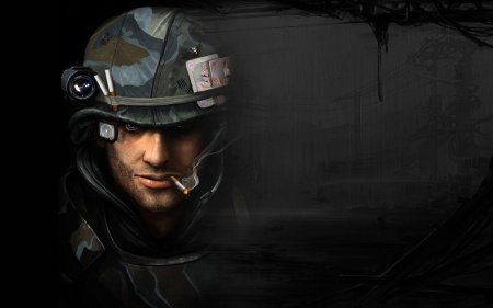 Солдат в каске арт