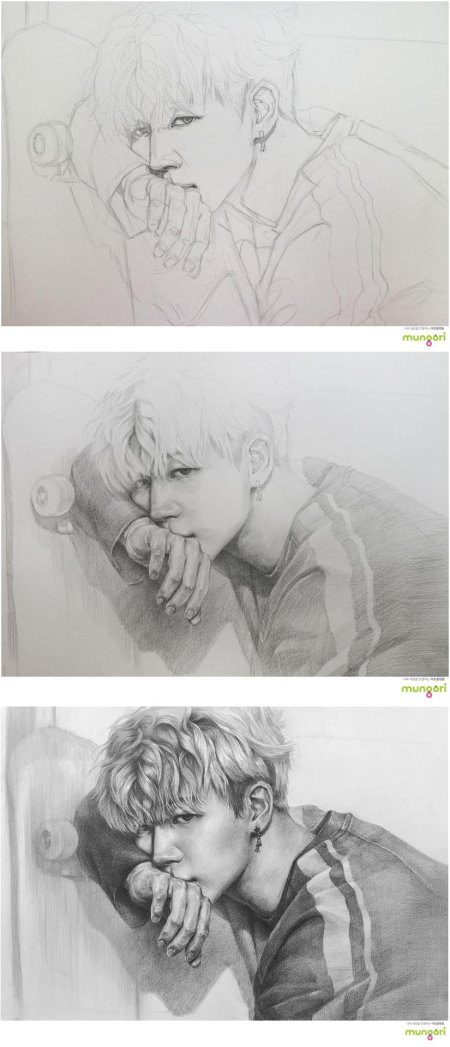 Юнги и чимин рисунок карандашом