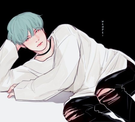 Юнги с мятными волосами