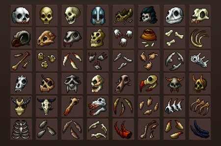 Pixel art skull bones