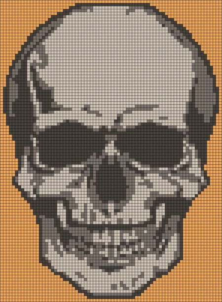 Череп по клеточкам в тетради