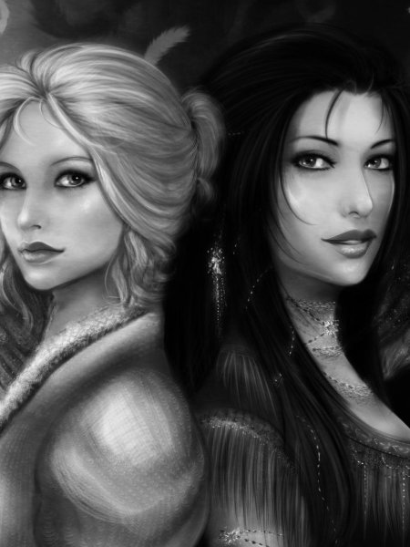 Блондинка и брюнетка арт