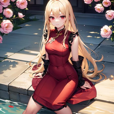 Блондинка в красном платье