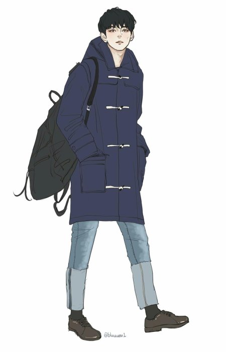 Аниме парень в зимней одежде