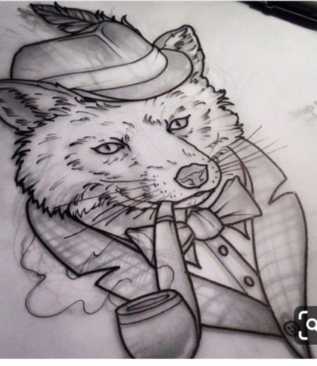 Эскиз тату лиса