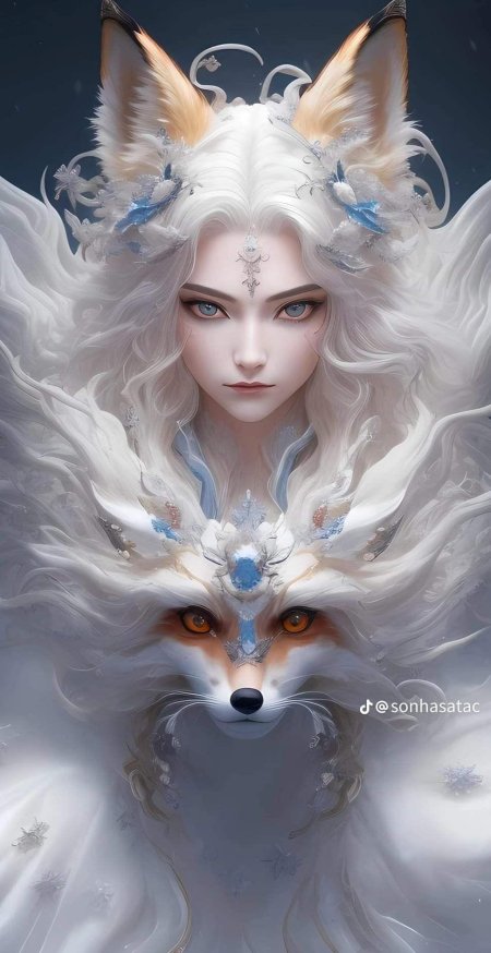 Кицунэ фэнтези арт