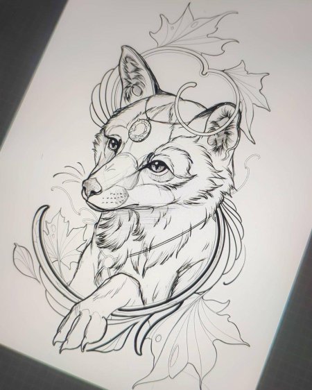 Тату лиса эскиз