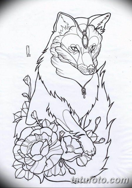 Эскиз лисы для тату