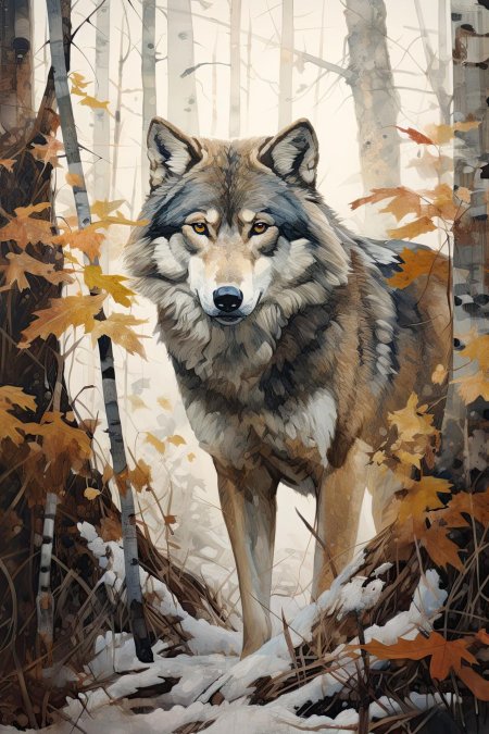 Волк живопись