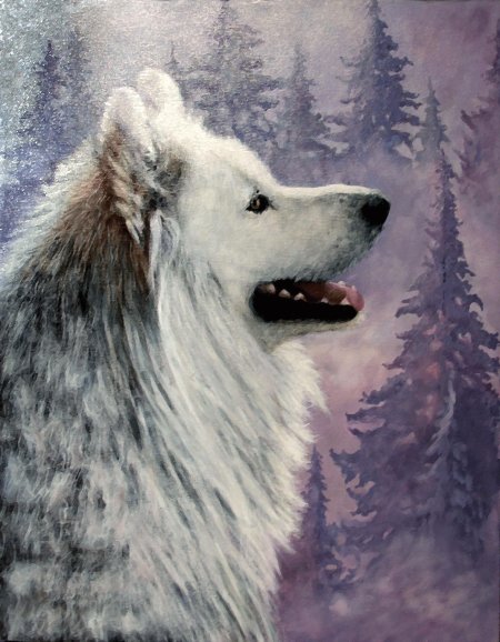 Белый волк живопись