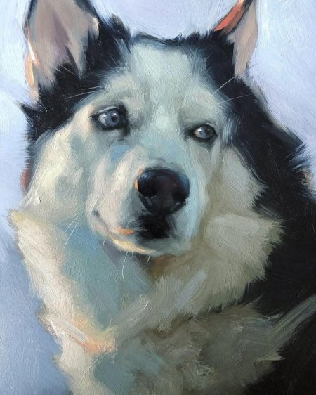Портрет собаки маслом