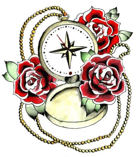 Роза ветров тату олд скул