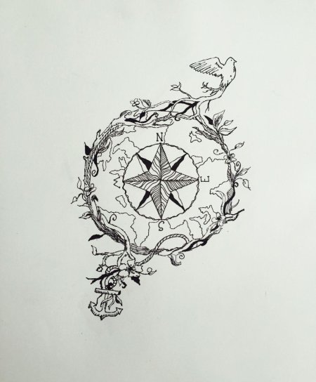 Тату компаса