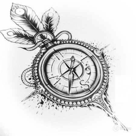 Компас тату эскиз