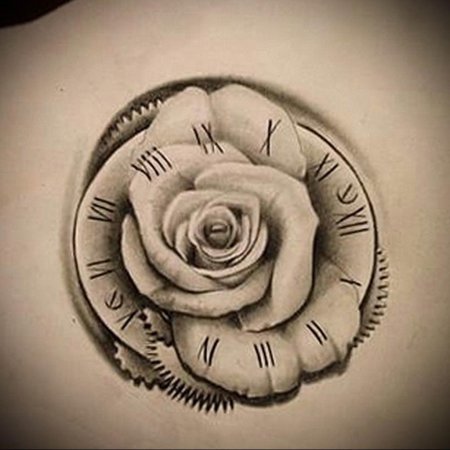 Тату часы с розами