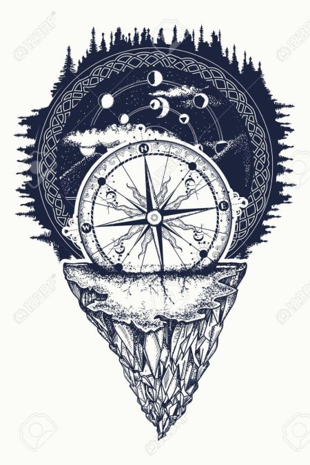 Эскиз тату компас